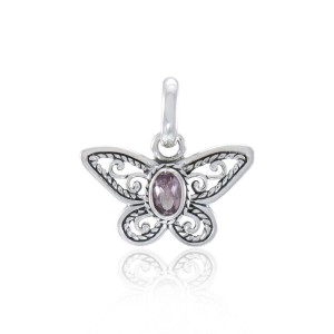 Butterfly Pendant with Amethyst