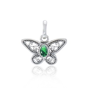 Butterfly Pendant with Emerald