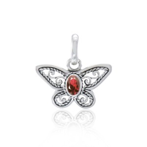 Butterfly Pendant with Garnet