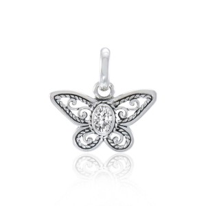 Butterfly Pendant with White Cubic Zirconia