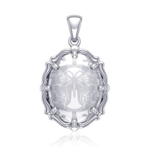 Butterfly Quartz Crystal Sterling Silver Pendant