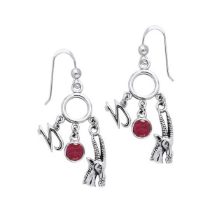 Capricorn Astrology Earrings with Gems