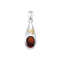 Capricorn Zodiac Sign Pendant with Garnet