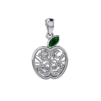 Celtic Apple with Tree of Life and Emerald Pendant 