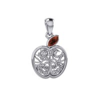 Celtic Apple with Tree of Life and Garnet Pendant 