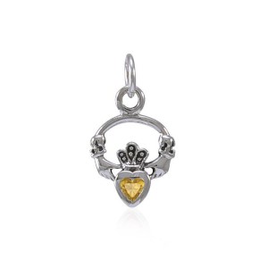 Celtic Claddagh Citrine Birthstone Charm