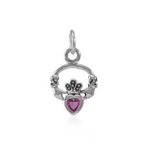 Celtic Claddagh Ruby Birthstone Charm