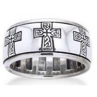 Celtic Cross Sterling Silver Fidget Spinner Ring