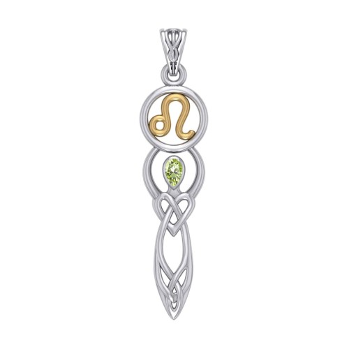 Celtic Goddess Leo Zodiac Symbol Pendant with Peridot