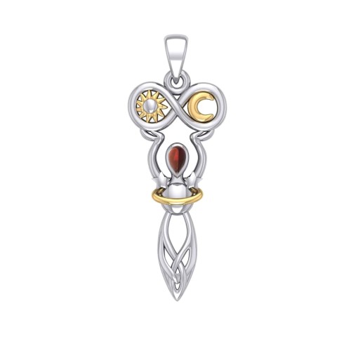 Celtic Goddess of Infinite Universe Pendant with Garnet