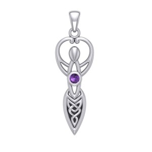 Celtic Goddess Pendant with Amethyst Birthstone