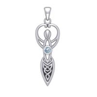 Celtic Goddess Pendant with Aquamarine Birthstone