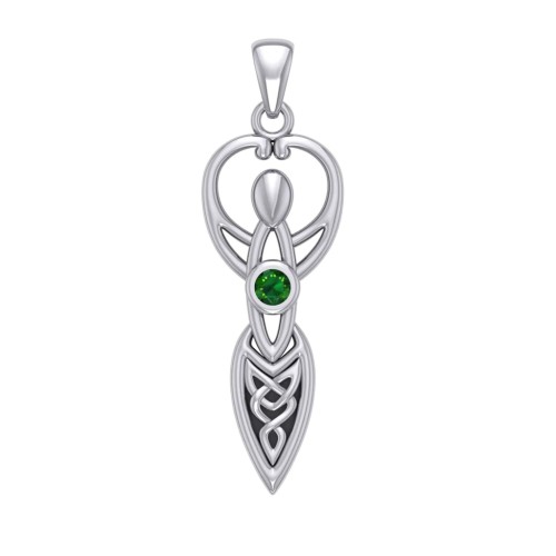 Celtic Goddess Pendant with Emerald Birthstone