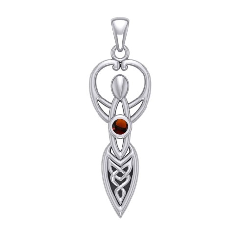 Celtic Goddess Pendant with Garnet Birthstone