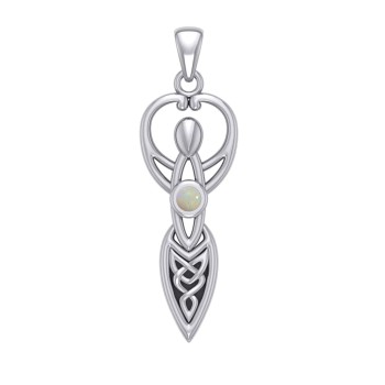 Celtic Goddess Pendant with Opal Birthstone