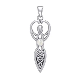 Celtic Goddess Pendant with Pearl Birthstone