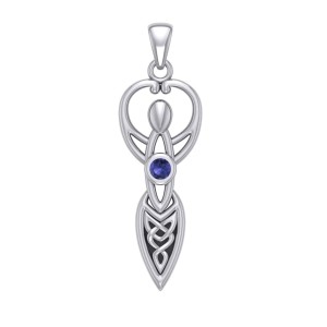 Celtic Goddess Pendant with Sapphire Birthstone