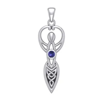 Celtic Goddess Pendant with Sapphire Birthstone