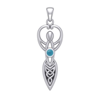 Celtic Goddess Pendant with Turquoise Birthstone