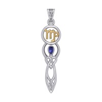 Celtic Goddess Virgo Zodiac Symbol Pendant with Sapphire