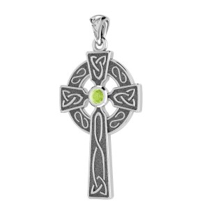 Celtic Holy Cross Pendant with Peridot Gemstone