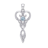 Celtic Infinity Goddess Pendant with Blue Topaz Birthstone