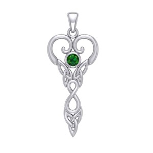 Celtic Infinity Goddess Pendant with Emerald Birthstone