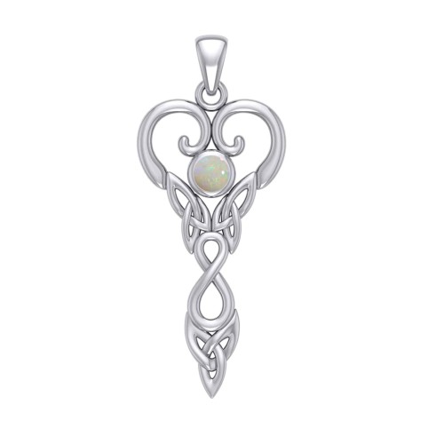 Celtic Infinity Goddess Pendant with Opal Birthstone