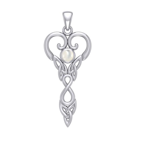 Celtic Infinity Goddess Pendant with Pearl Birthstone