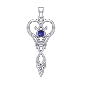 Celtic Infinity Goddess Pendant with Sapphire Birthstone