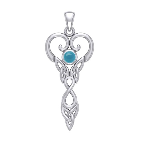 Celtic Infinity Goddess Pendant with Turquoise Birthstone