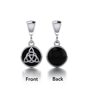 Celtic Interlaced Triquetra Black Onyx Flip Pendant