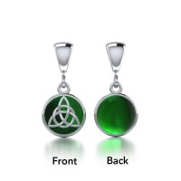 Celtic Interlaced Triquetra Emerald Flip Pendant
