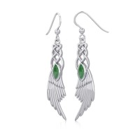 Celtic Knot Angel Wing Earrings with Marquise Emerald