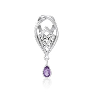 Celtic Knot of Protection Silver Pendant with Amethyst Gemstone