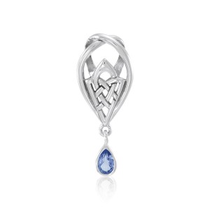 Celtic Knot of Protection Silver Pendant with Sapphire Gemstone