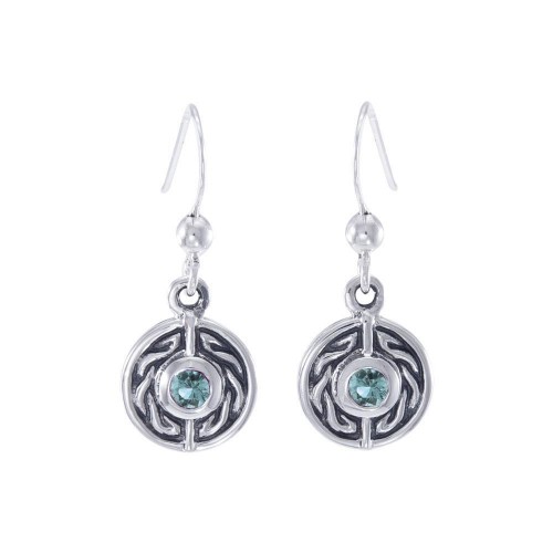 Celtic Knot Round Earrings with Blue Topaz