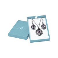 Celtic Knot Round Pendant Chain and Earrings Box Set