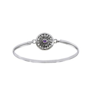 Celtic Knots Compass Bangle with Amethyst Gemstone