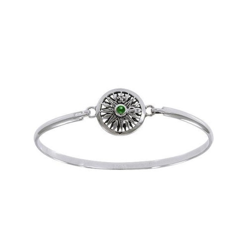 Celtic Knots Compass Bangle with Emerald Gem