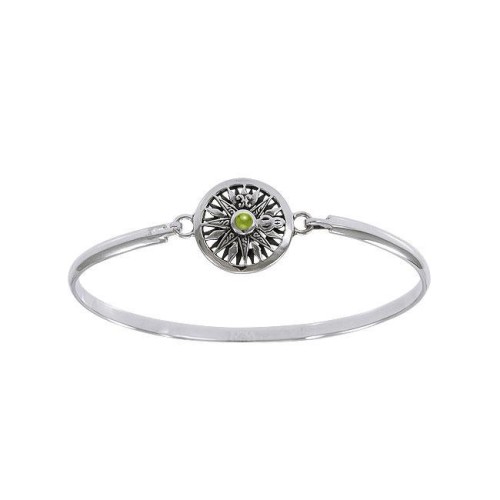 Celtic Knots Compass Bangle with Peridot Gem