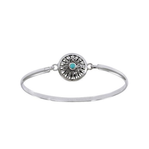 Celtic Knots Compass Bangle with Turquoise Gem