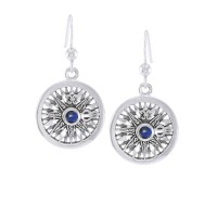 Celtic Knots Compass Hook Earrings with Sapphire