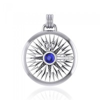 Celtic Knots Compass Rose Pendant with Sapphire