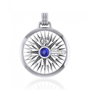 Celtic Knots Compass Rose Pendant with Sapphire