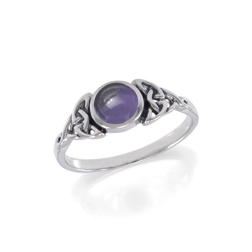 Celtic Knotwork and Amethyst Silver Ring
