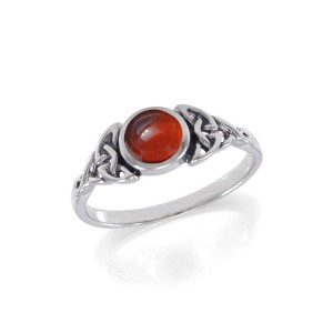Celtic Knotwork and Garnet Silver Ring