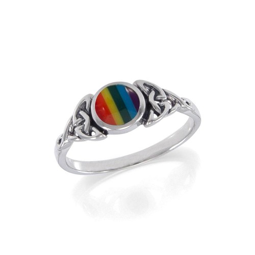 Celtic Knotwork and Rainbow Silver Ring