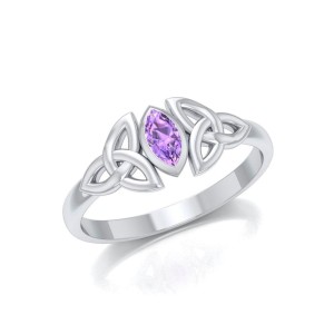 Celtic Knotwork Amethyst Birthstone Ring