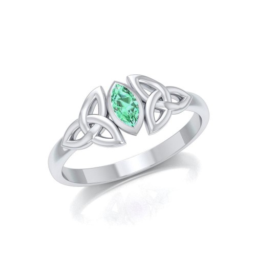 Celtic Knotwork Emerald Birthstone Ring